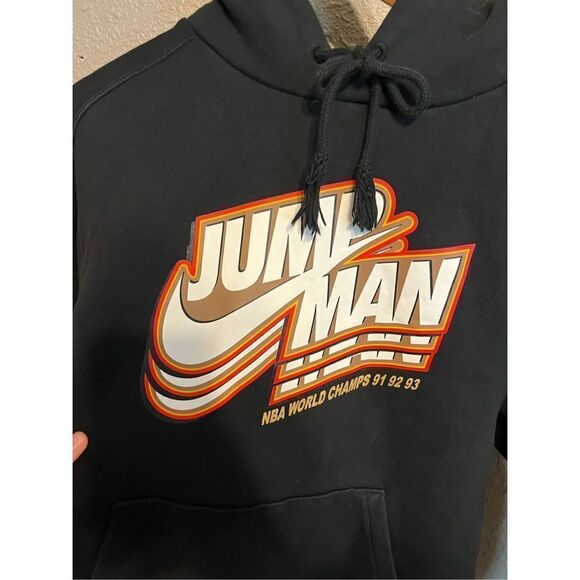 Nike Jordan Jump Swoosh Hoodie Black Orange White Size Small - Picture 2 of 4